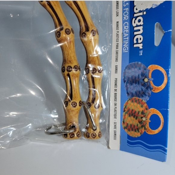 Darice Craft Faux Bamboo Purse Handles 2 Piece Vintage Handbag Macrame NOS - Picture 2 of 9